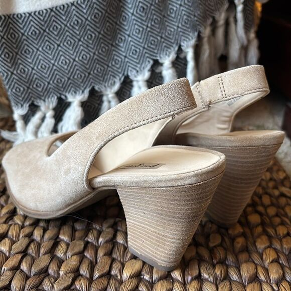 Paul Green Savannah Pump Tan Suede Peep Toe Block Heel Size 7,5 - Picture 7 of 15